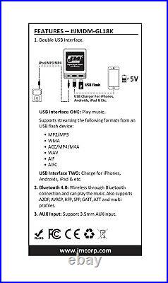 J&M Digital Music Player with USB/Aux/Bluetooth 01-10 Honda GoldWing JMDM-GL18K
